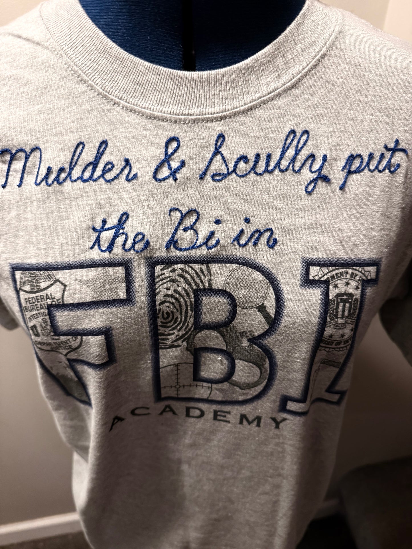 Put the Bi in FBI Gray S/S Crewneck Tee - MD
