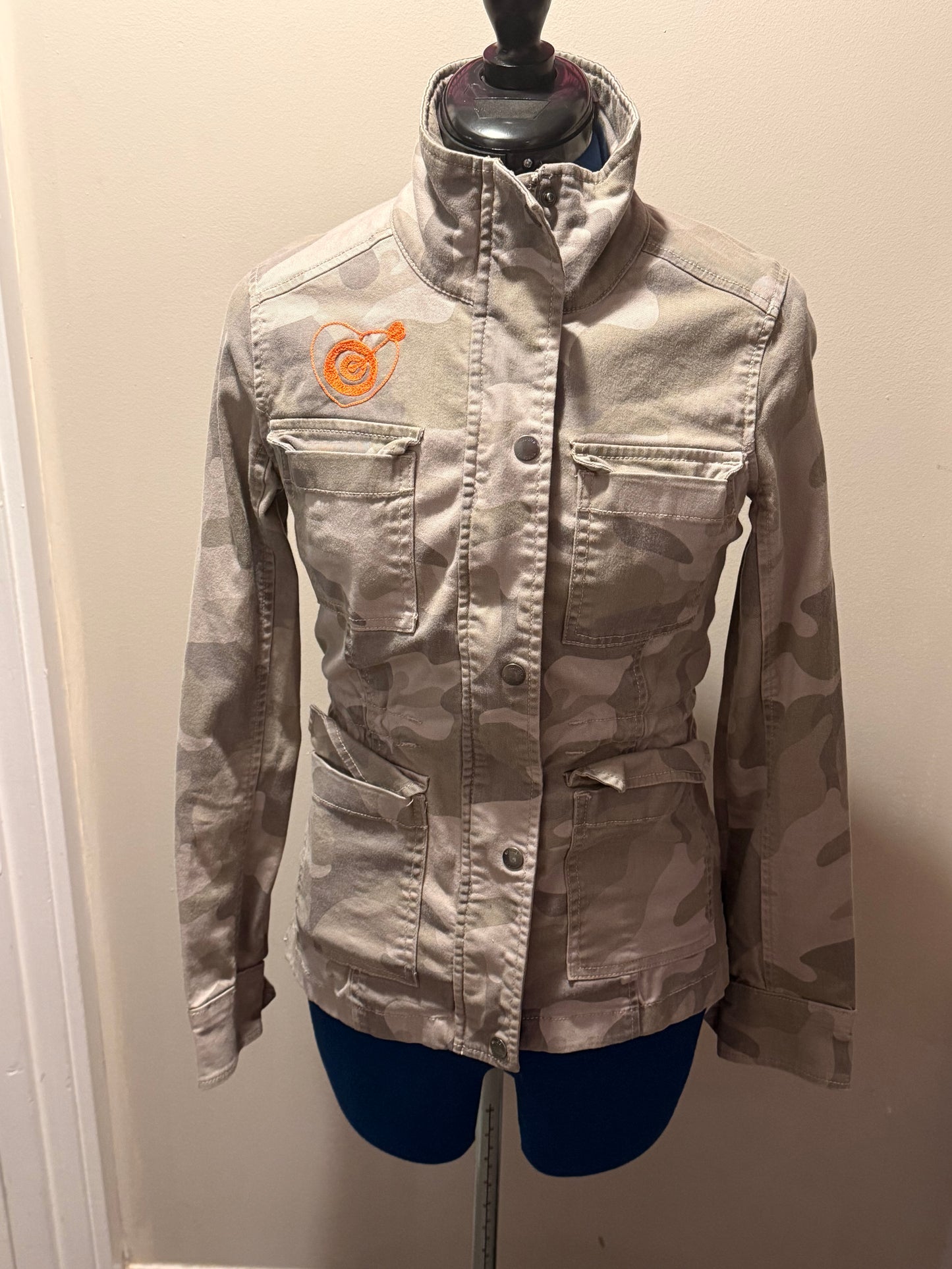 Cunting Season + Heart Target Light Green + Grey Camo Zip-Up  Longline Jacket