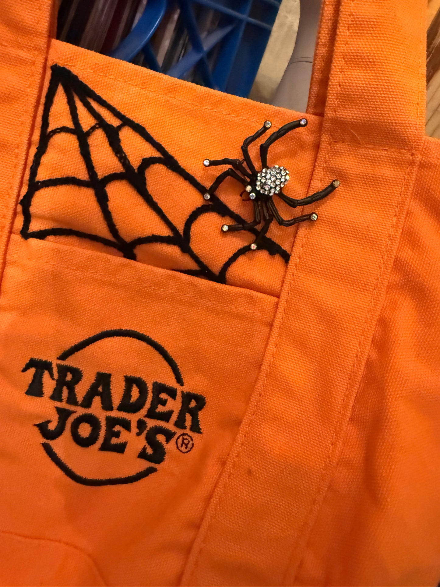 Spider Web Trader Joe's Orange Mini Tote