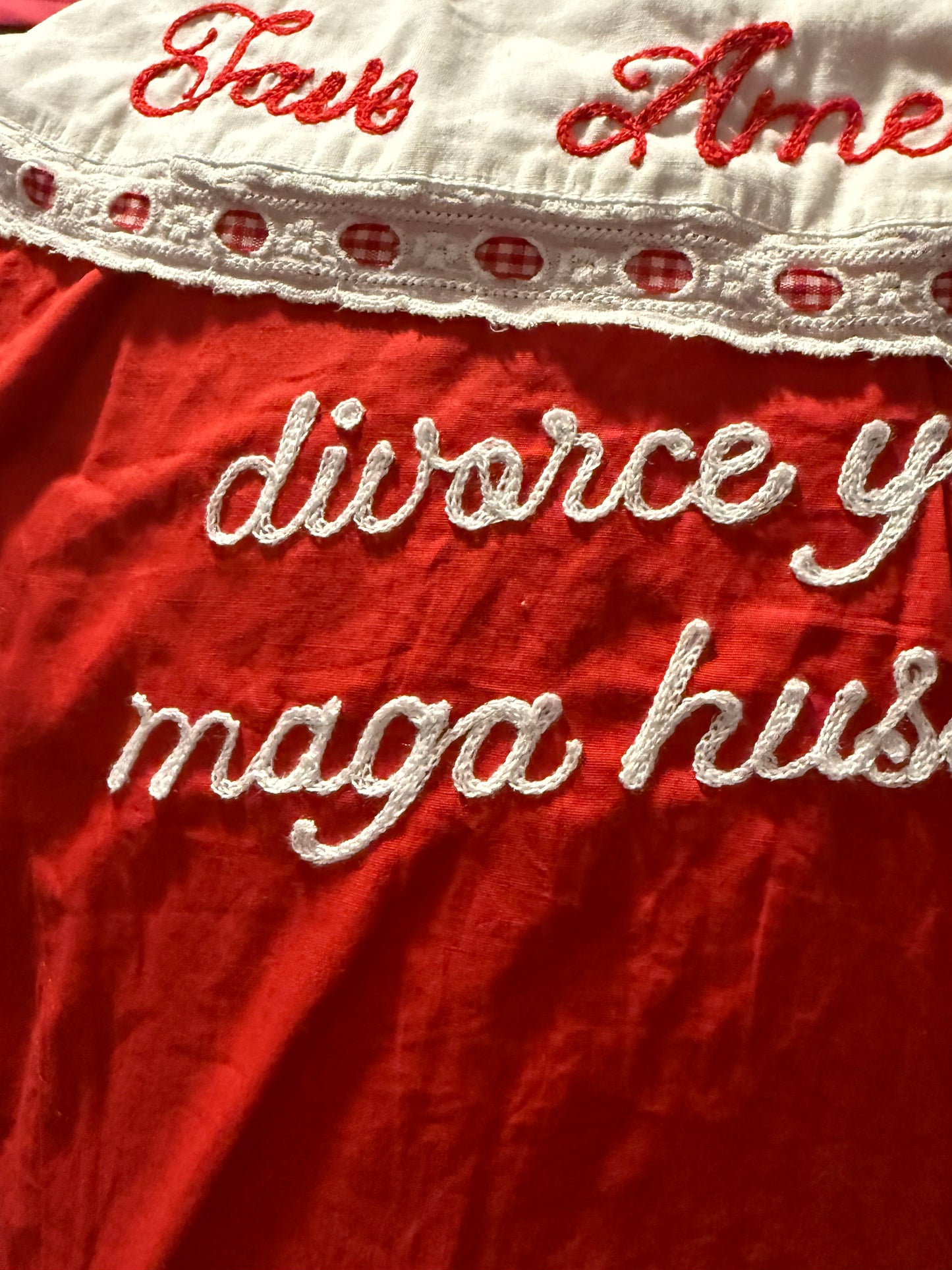 Save America! Divorce Your M A G A Husband! Red + White Midi Dress - LG