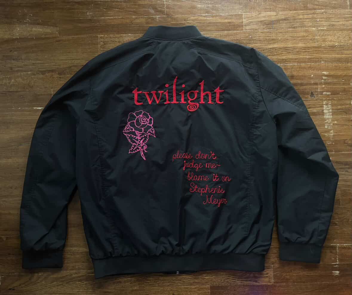 Twilight Blame It on Stephanie Meyer Black Bomber Jacket