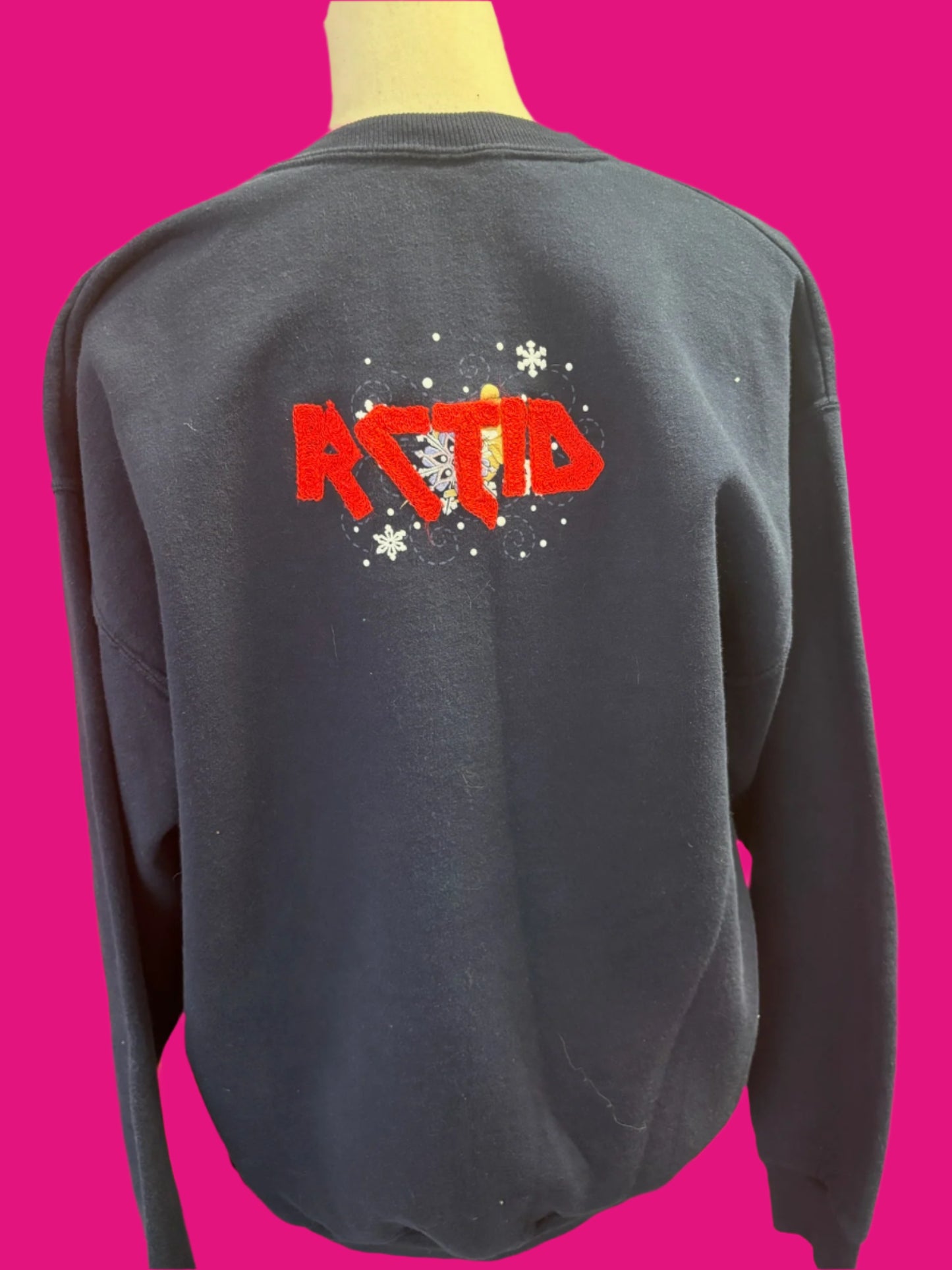 Vintage "Rat City Forever" Mice + Snowflakes Navy Crewneck		Womens XL