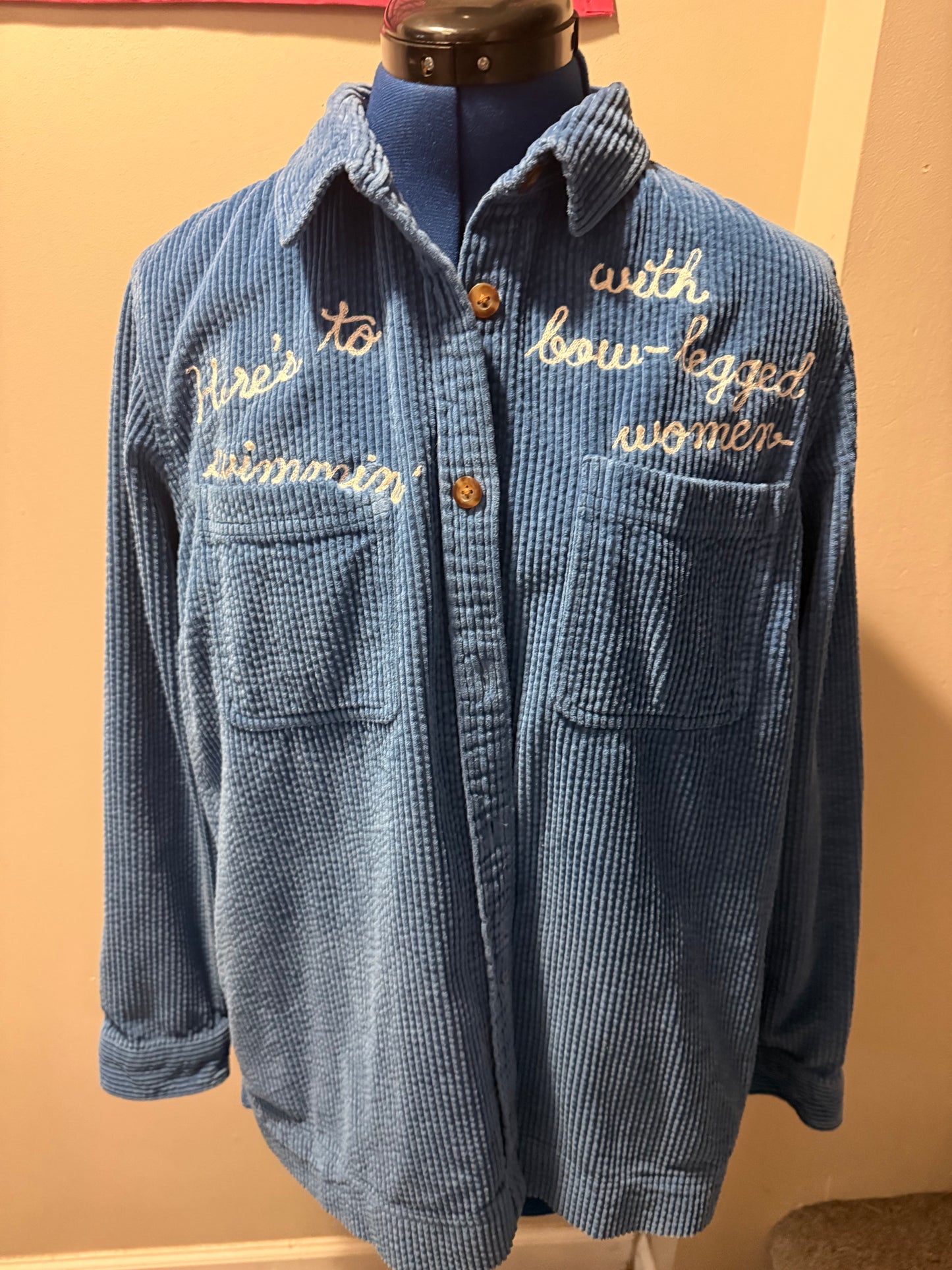 Fourth of Jaws Blue Corduroy L/S Button-Up Shirt -LG