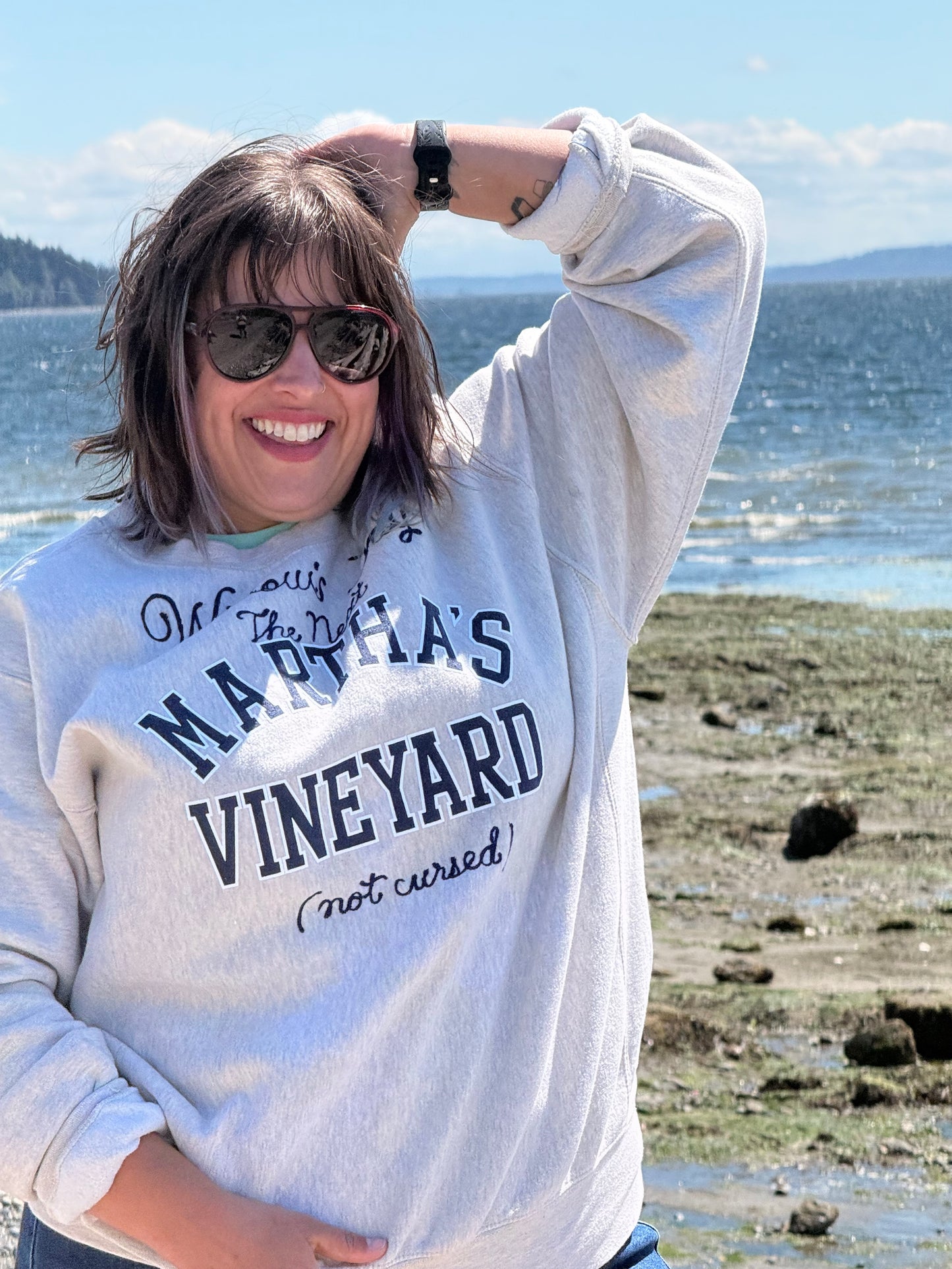 Widow's Bay The Next Martha's Vineyard (not cursed) VTG Gray Varsity-Style Crewneck - LG