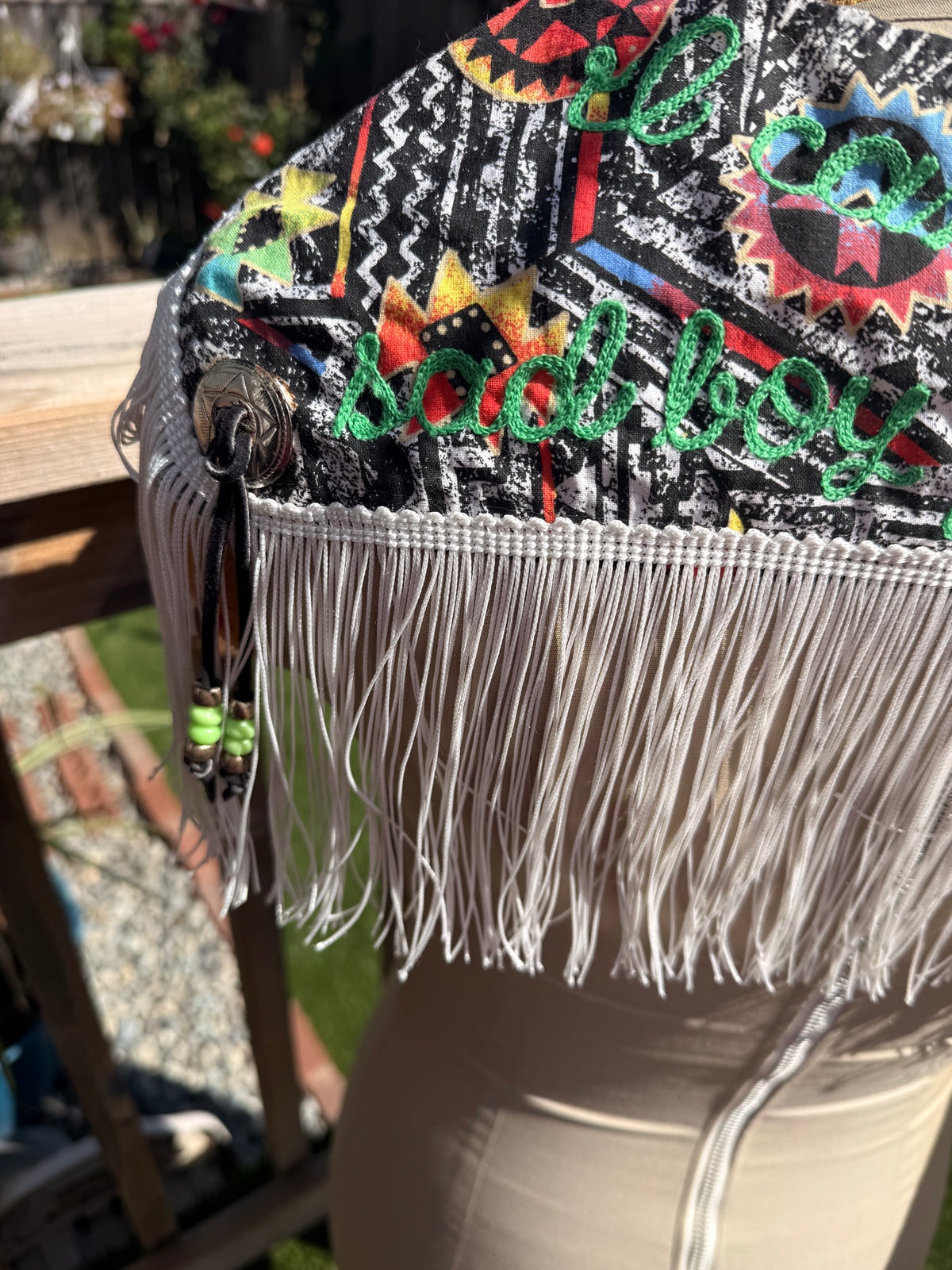 "I can tell you’re a sad boy just like me" Orville Peck VTG Rhinestone  Concho, Beaded + Fringe Western Bandana