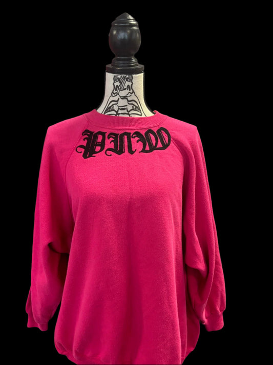 Vintage "PNW" in Gothic Script on Pink Crewneck