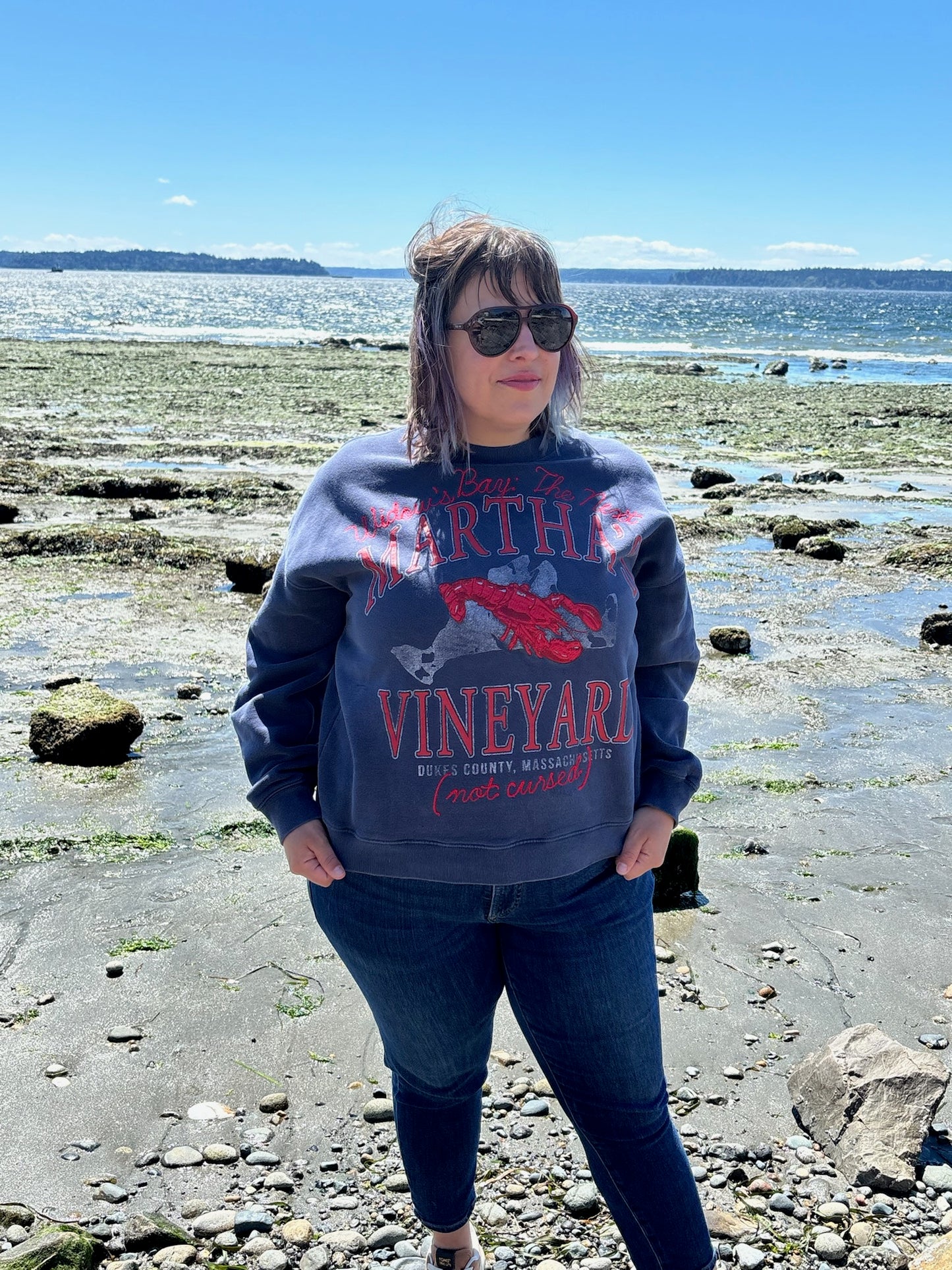 Widow's Bay: The Next Martha's Vineyard (not cursed) Lobster Navy Crewneck Sweatshirt - MD