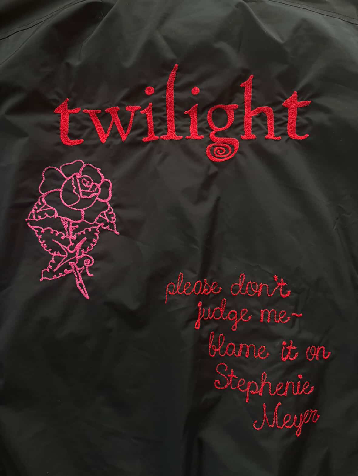 Twilight Blame It on Stephanie Meyer Black Bomber Jacket