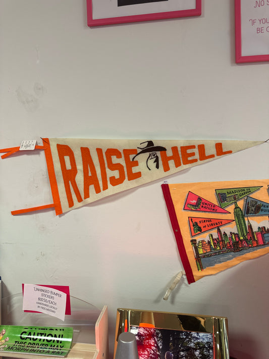 "Raise Hell" Bandit Orange + Cream Large Pennant