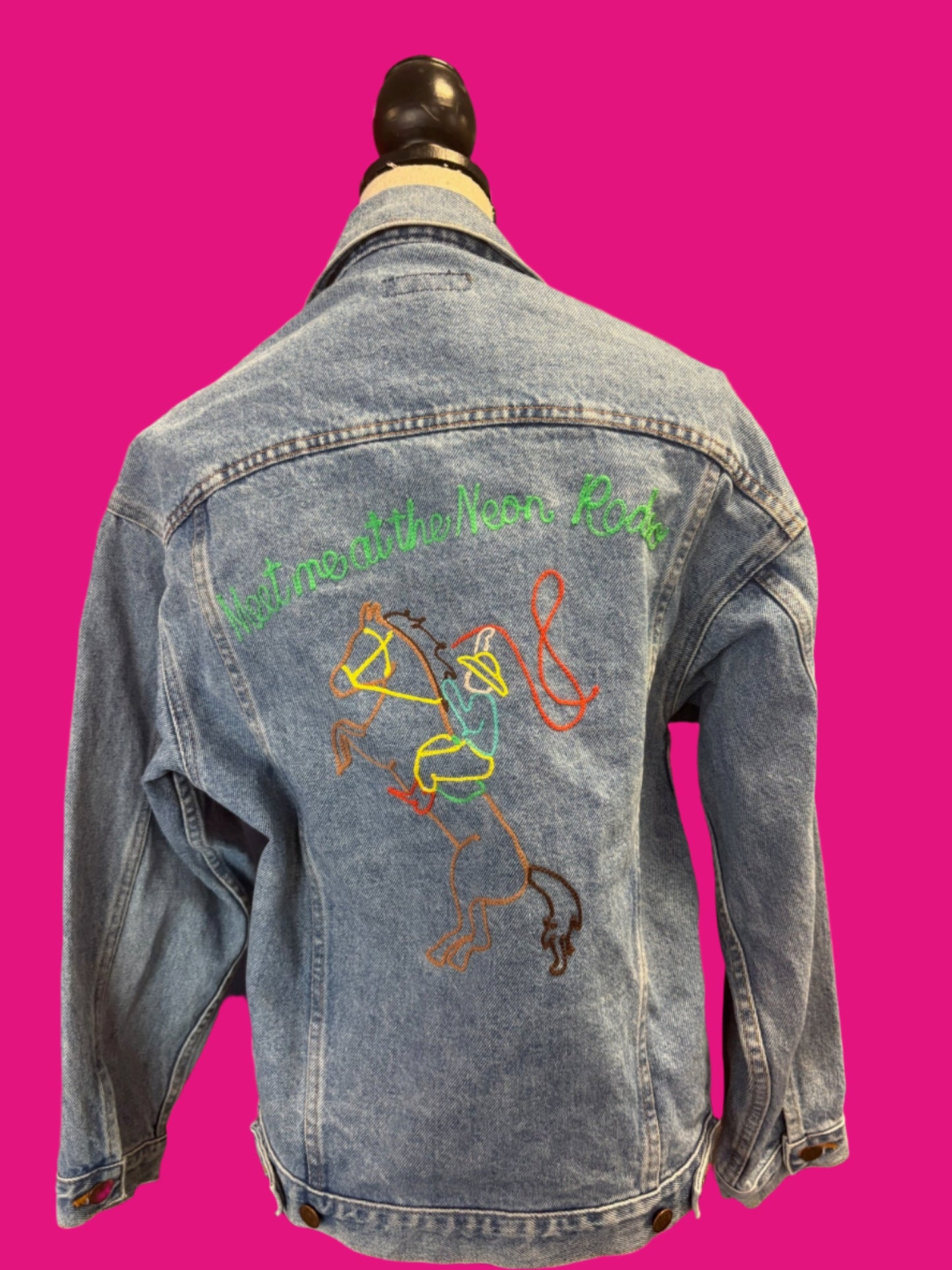 Vintage "Meet Me at the Neon Rodeo" Denim Jacket