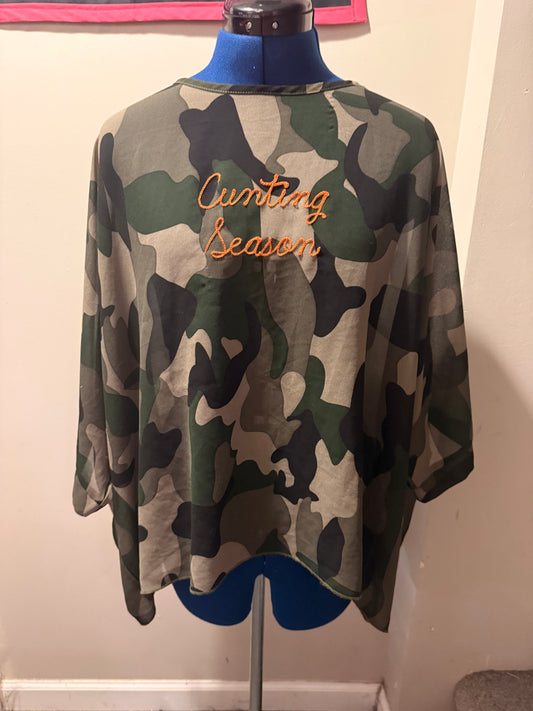 Cunting Season Sheer Camo Pullover Poncho S/S Top - One Size/XL