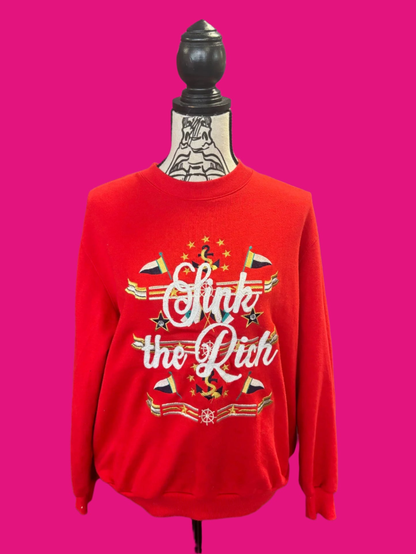 "Sink the Rich" Red Sailing Flags Vintage Crew