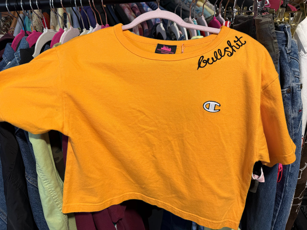 Yellow VTG Cropped Bullshit Oversized S/S Tee - XS
