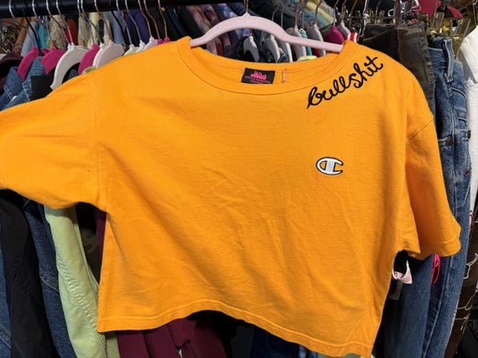 Yellow VTG Cropped Bullshit Oversized S/S Tee - XS