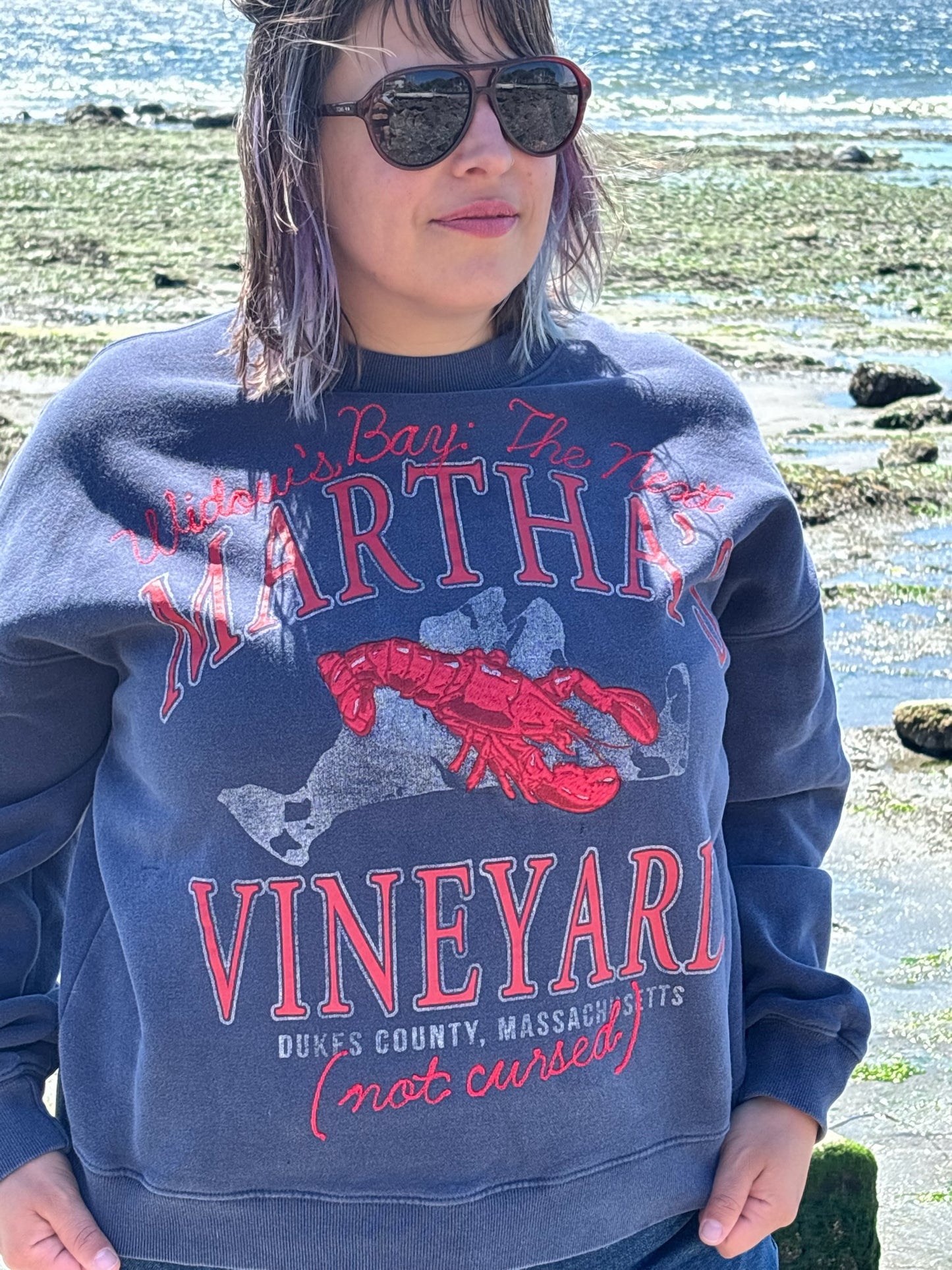 Widow's Bay: The Next Martha's Vineyard (not cursed) Lobster Navy Crewneck Sweatshirt - MD