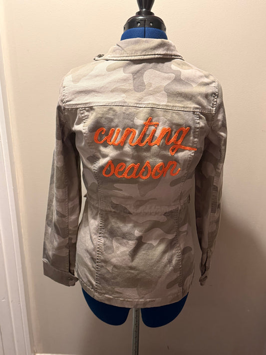 Cunting Season + Heart Target Light Green + Grey Camo Zip-Up  Longline Jacket