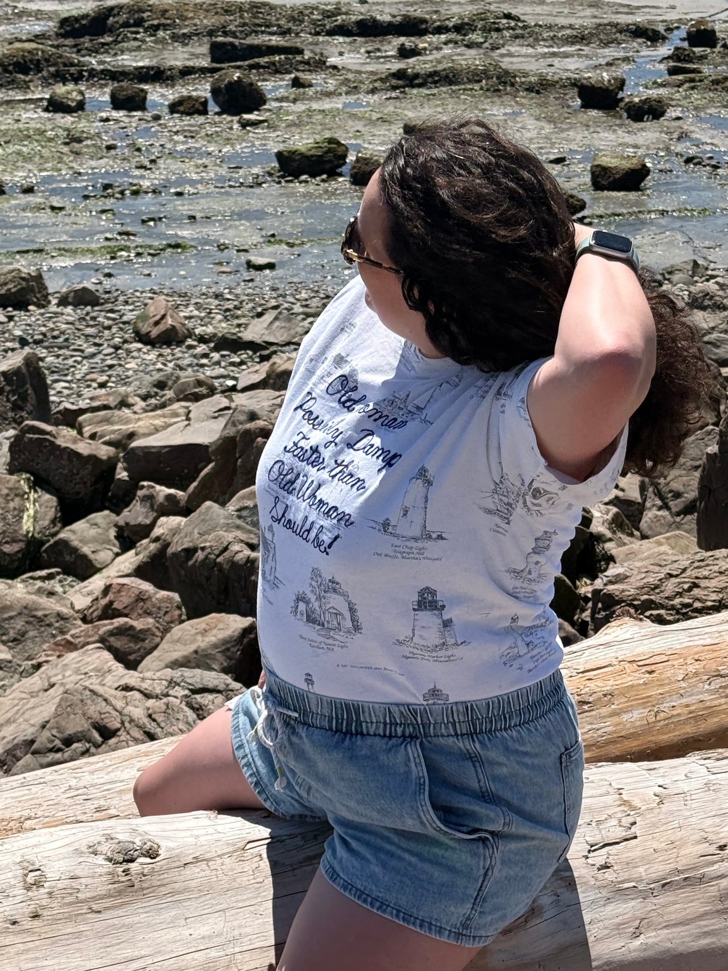Sea Hag Note VTG All-Over NE Lighthouse S/S Tee - LG