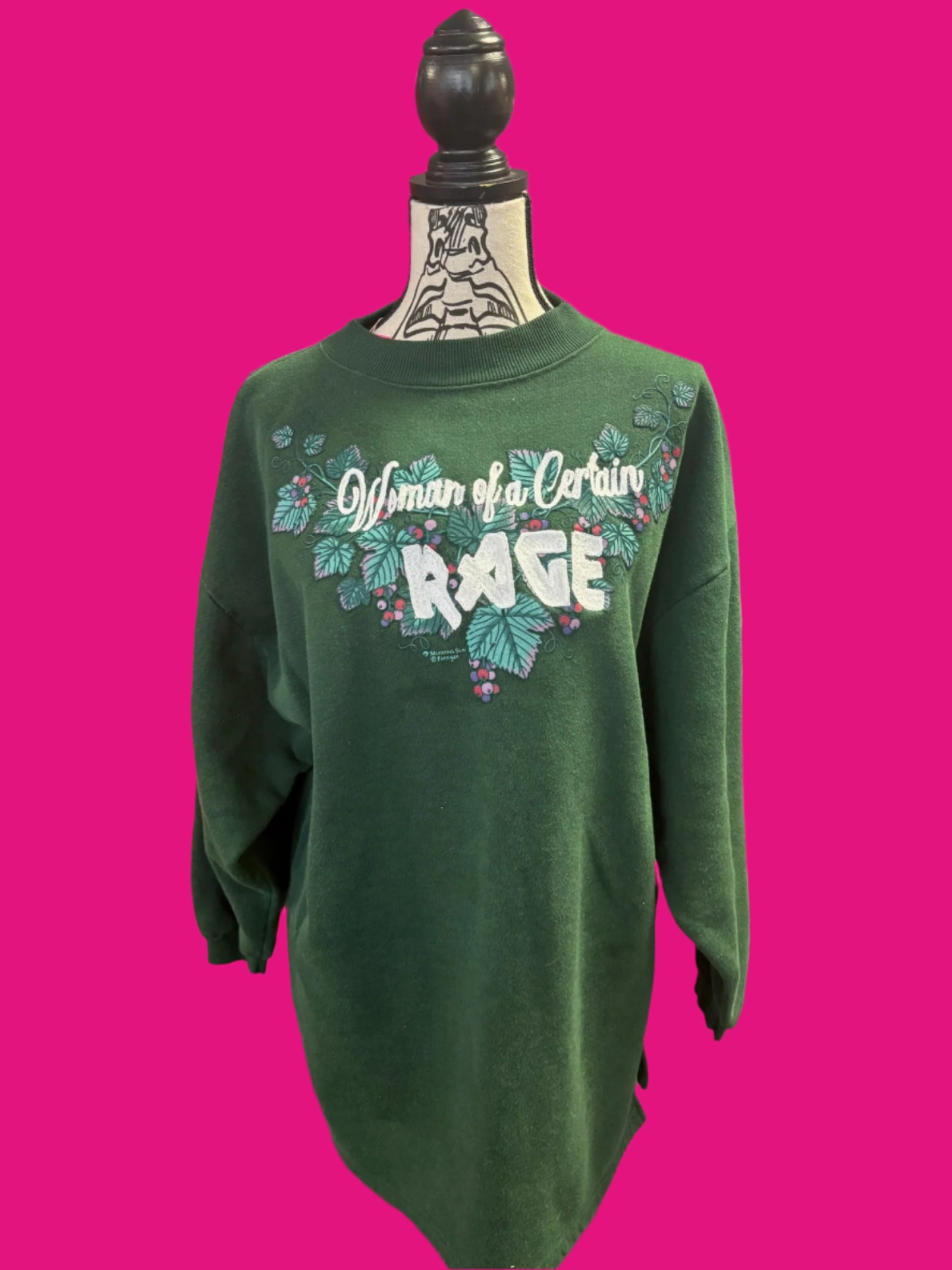 "Woman of a Certain Rage" in Leaves Hunter Green Vintage Crew