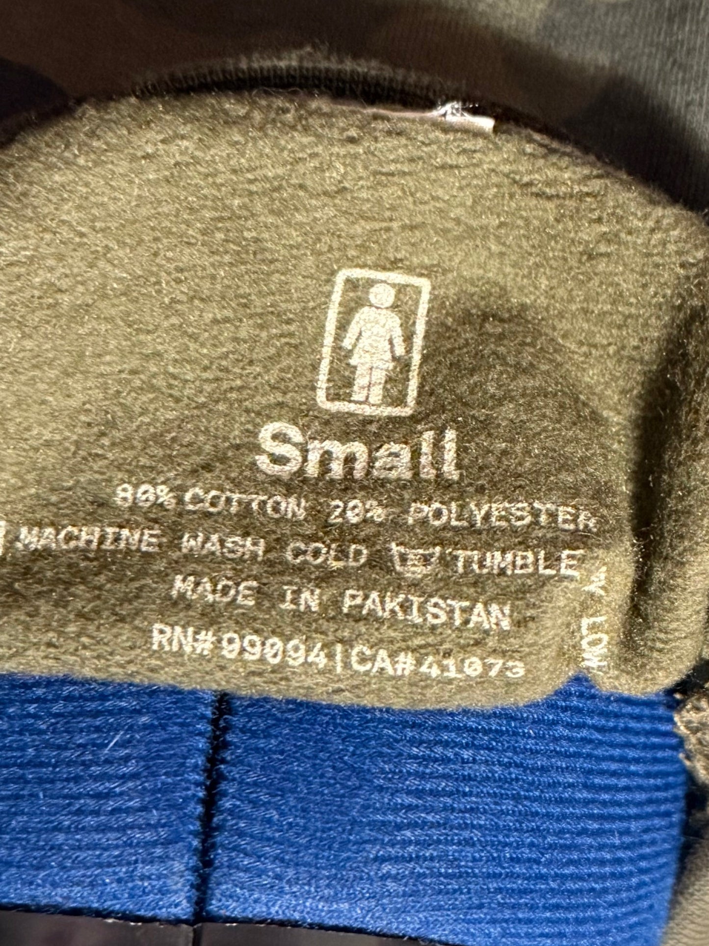 Not a Girl Camo Green Varsity L/S Pullover Sweatshirt