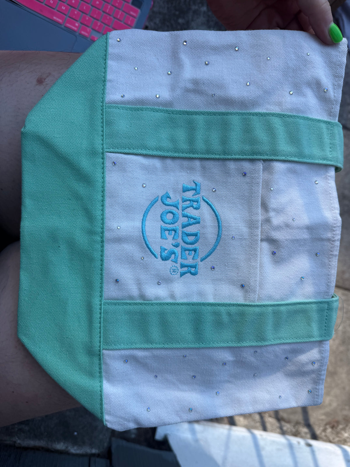 Trader Joe's Mini Totes with Chainstitching