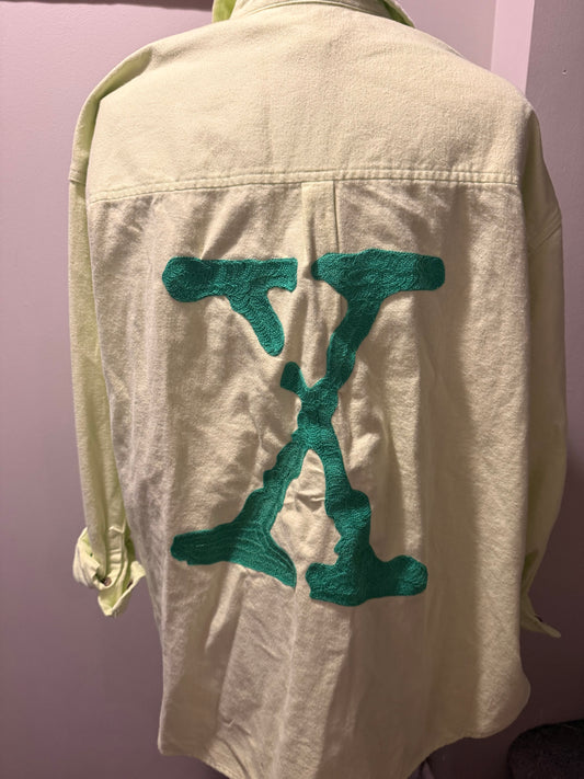 Do You Believe in the Existence of Extraterrestrials? Green Flannel L/S Button-Up Shirt - XL
