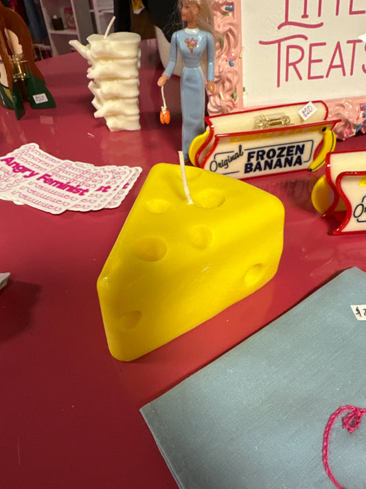 Yellow Handmade Cheese Slice Candle