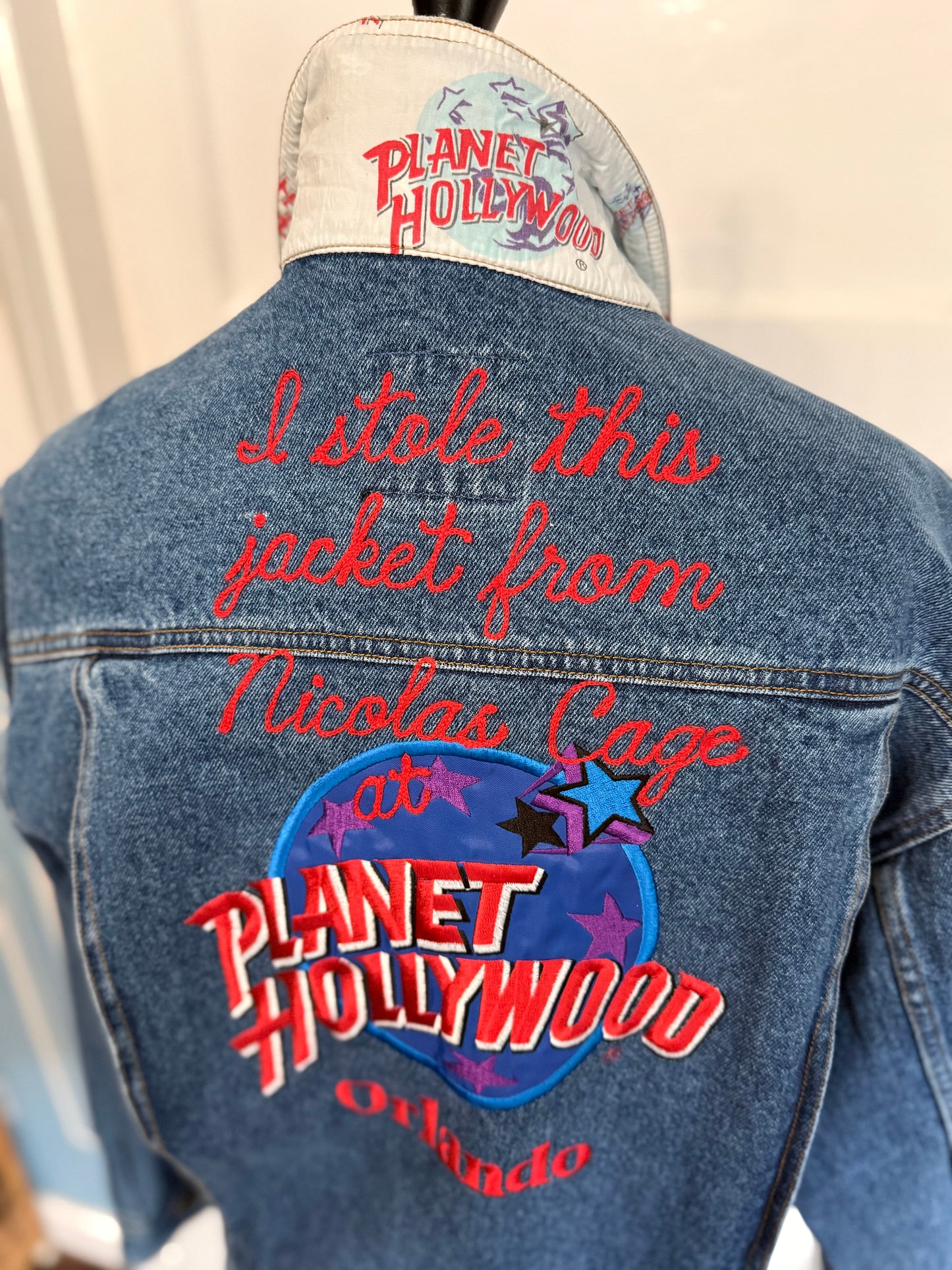 "I Stole this Jacket from Nicolas Cage at Planet Hollywood Orlando" Vintage Denim Jacket