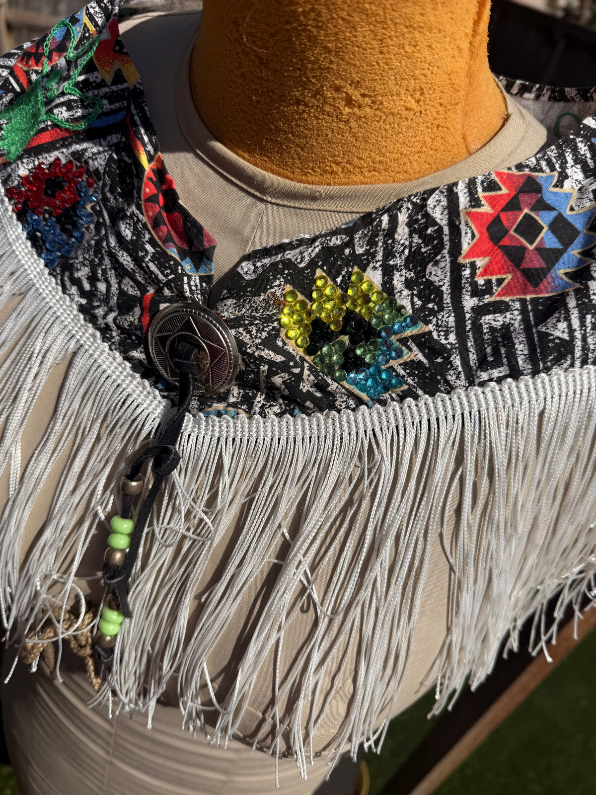 "I can tell you’re a sad boy just like me" Orville Peck VTG Rhinestone  Concho, Beaded + Fringe Western Bandana