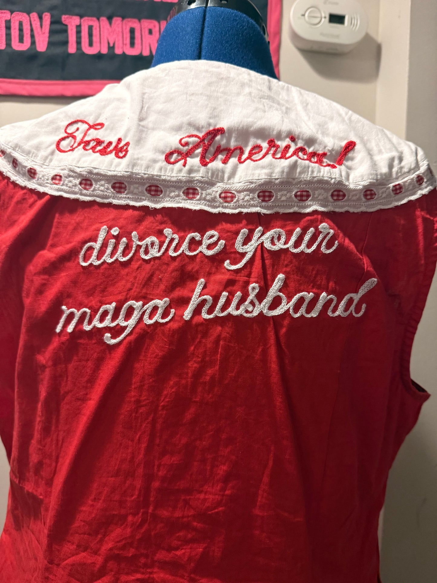 Save America! Divorce Your M A G A Husband! Red + White Midi Dress - LG