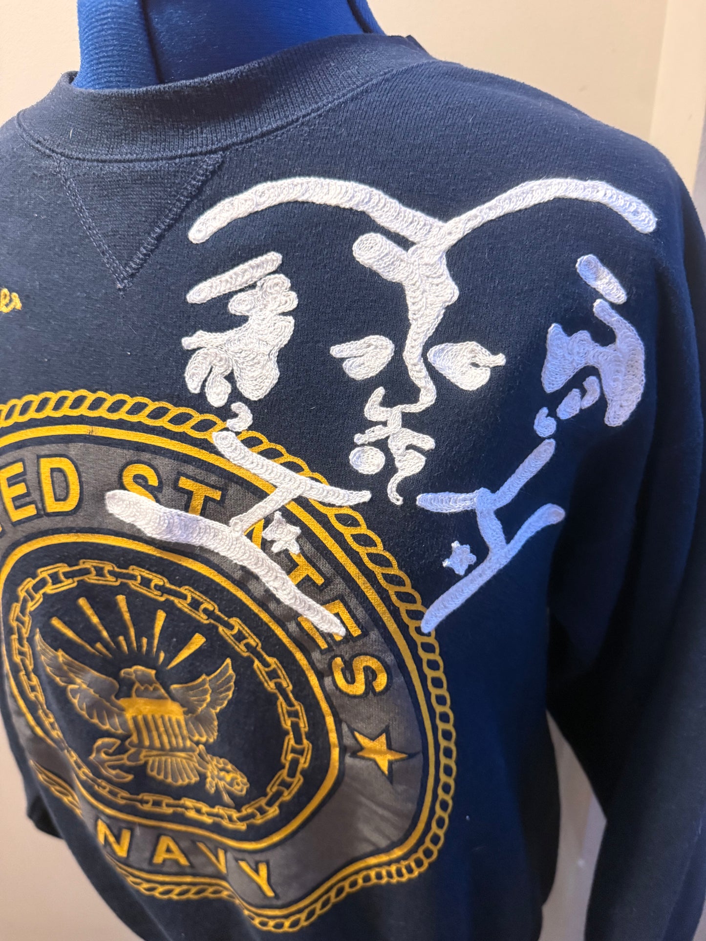 Navy Made Me Gay Vintage Navy Crewneck Sweatshirt - MD