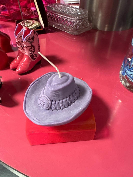Lavender Purple Handmade Cowboy Hat Candle