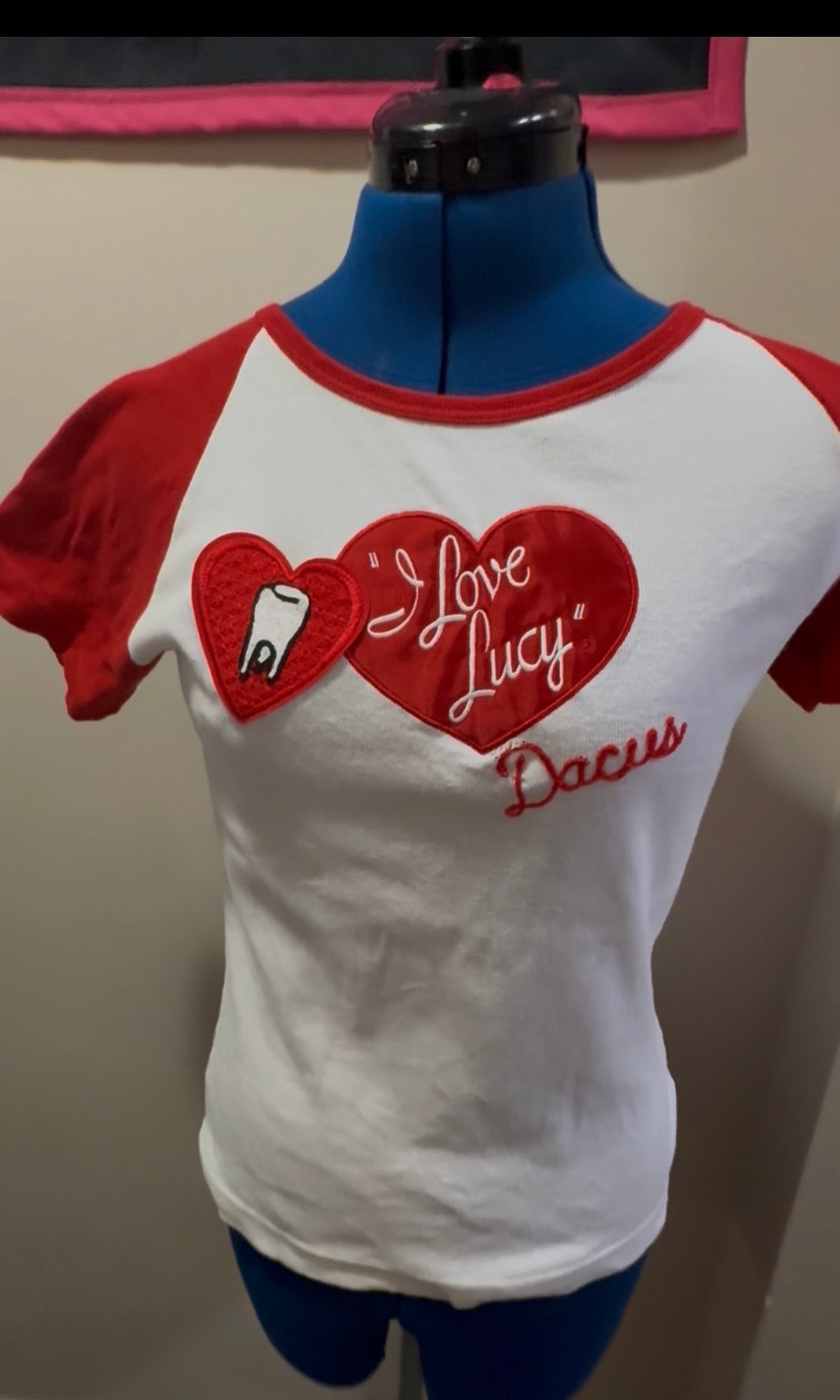 I Love Lucy Dacus VTG Red + White Ringer S/S Tee - SM