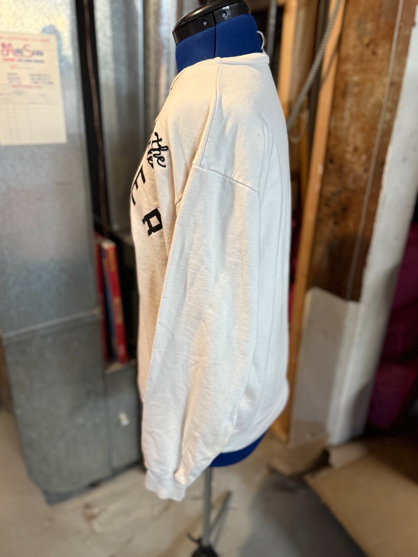 "Bitin List" White Mother Screenprinted + Stitched Crewneck Sweatshirt