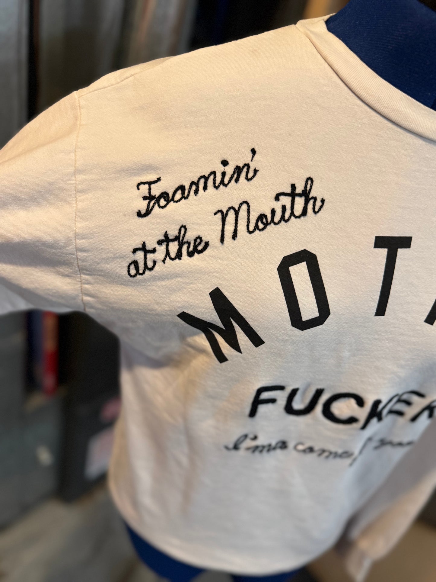 "Bitin List" White Mother Screenprinted + Stitched Crewneck Sweatshirt