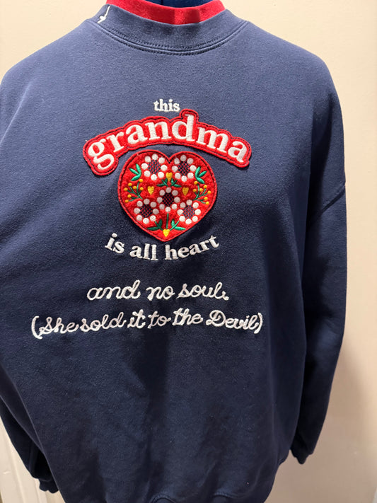 This Grandma is All Heart and No Soul (She sold it to the Devil) Vintage Mockneck Sweatshirt