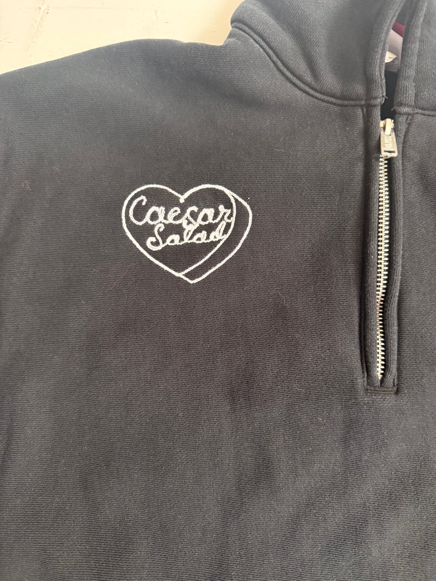 I <3 Ceasar Salad Vintage Black Half Zip Champion Sweatshirt - Medium