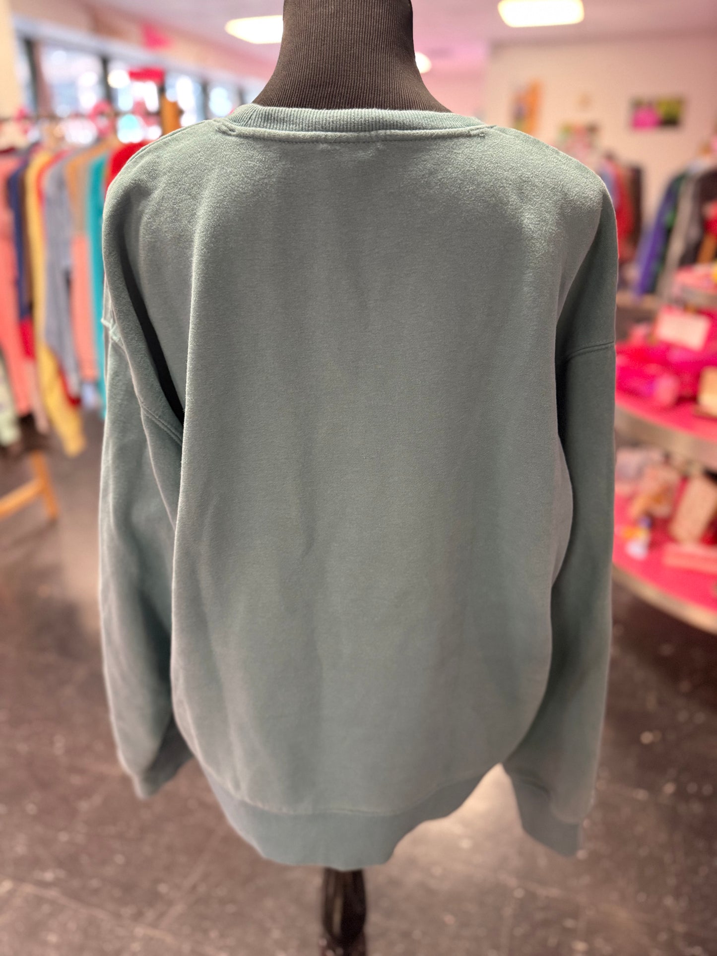 Light Green Blue Grey Chest Emblem Champion Long Sleeve Crewneck XL
