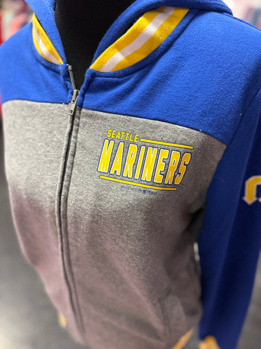 Seattle Mariners Throwback MLB Zip Up Hooded Jacket Fifth and Ocean Medium
