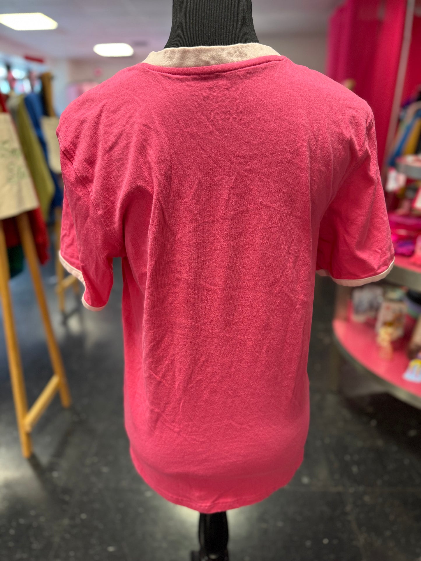 Pink + White Umbro Ringer with Velvet Flocked Chest Logo Medium