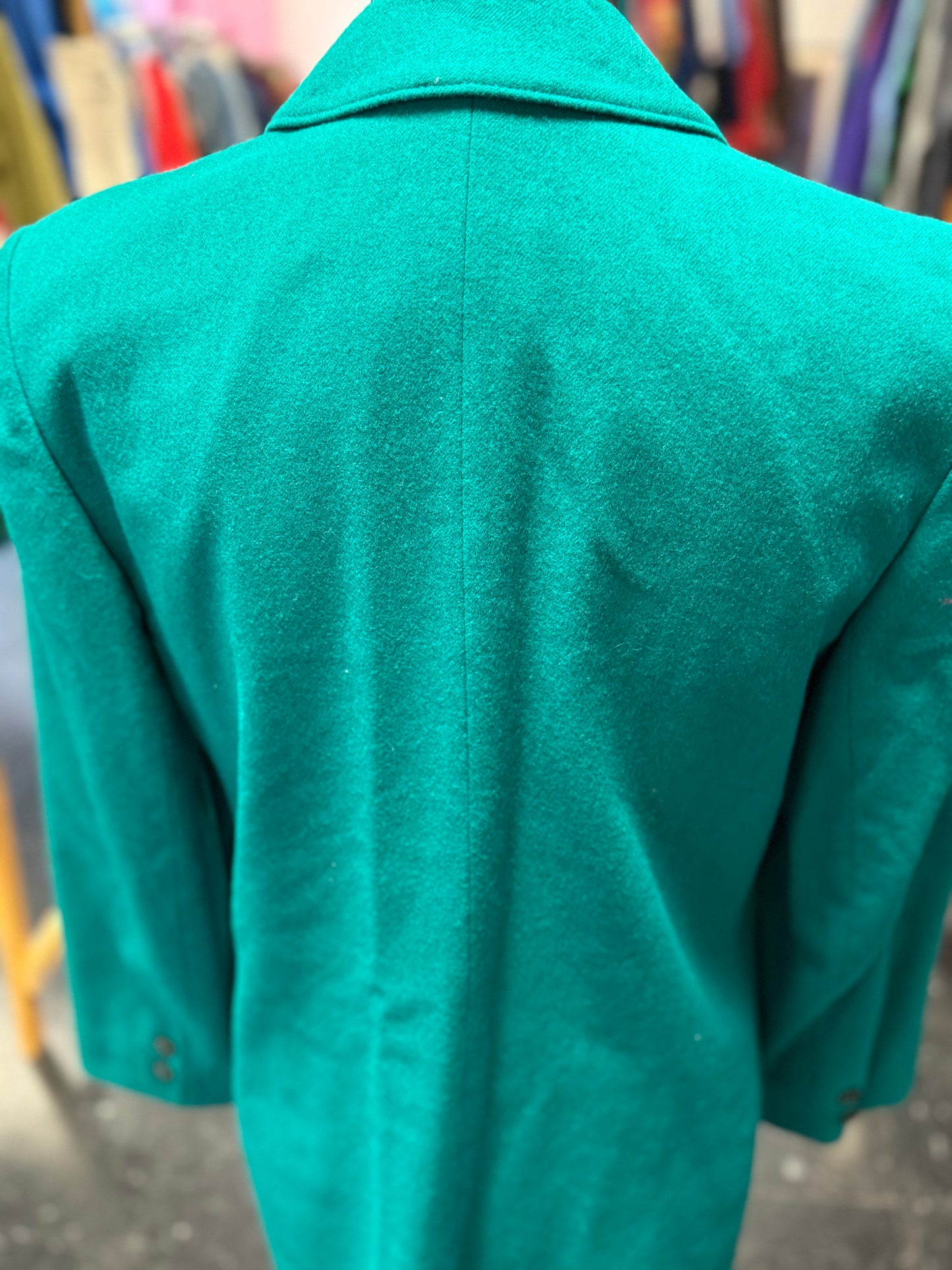 Vintage Miss Pendleton Teal Green Lined Long Sleeve Wool One-Button Blazer Suit Jacket