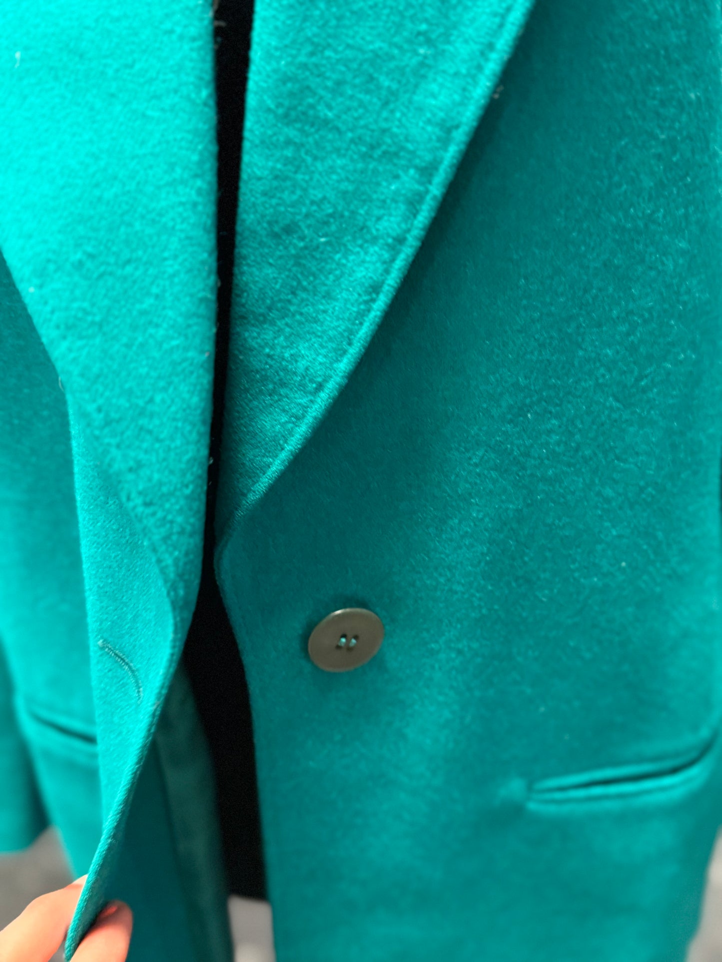 Vintage Miss Pendleton Teal Green Lined Long Sleeve Wool One-Button Blazer Suit Jacket