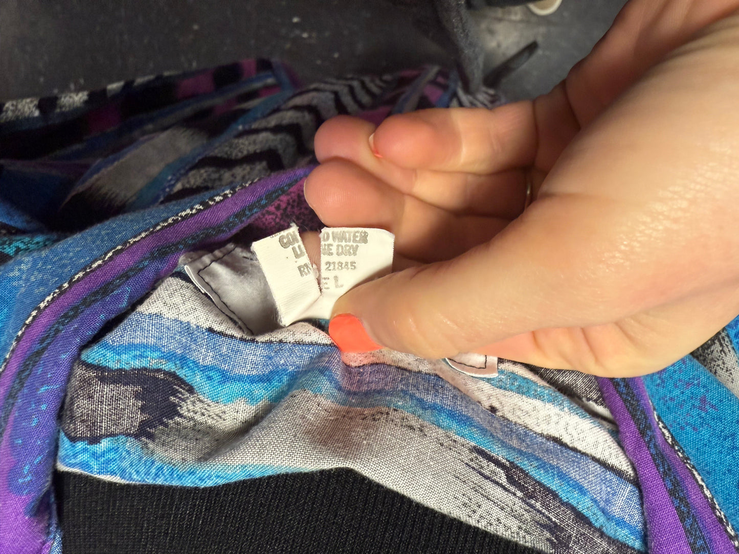 Vintage 80s Bold Purple + Teal Long Sleeve Button Up Shirt