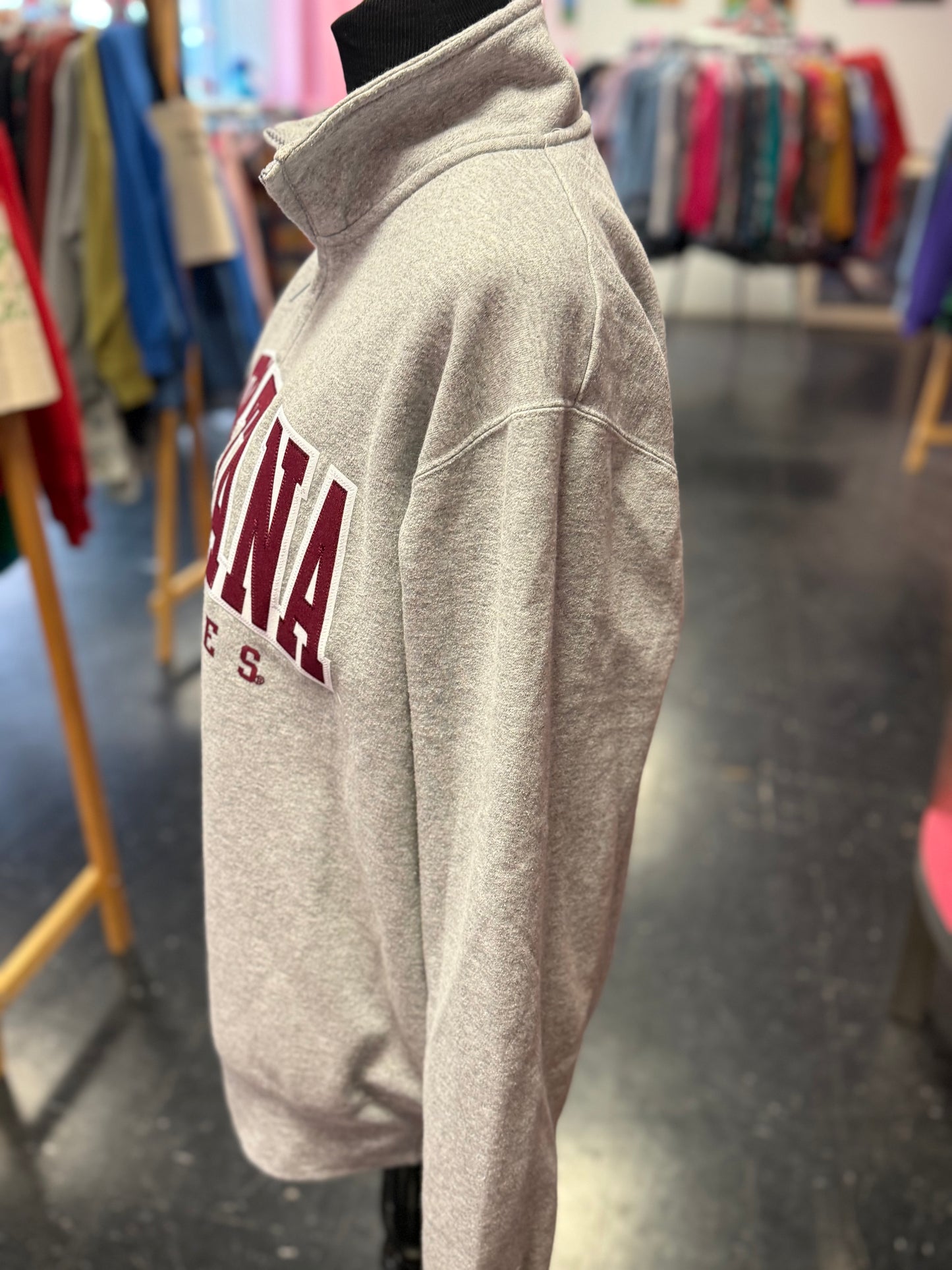 Champion University of Montana Grizzlies Grey + Maroon Quarter Zip Pullover Crew