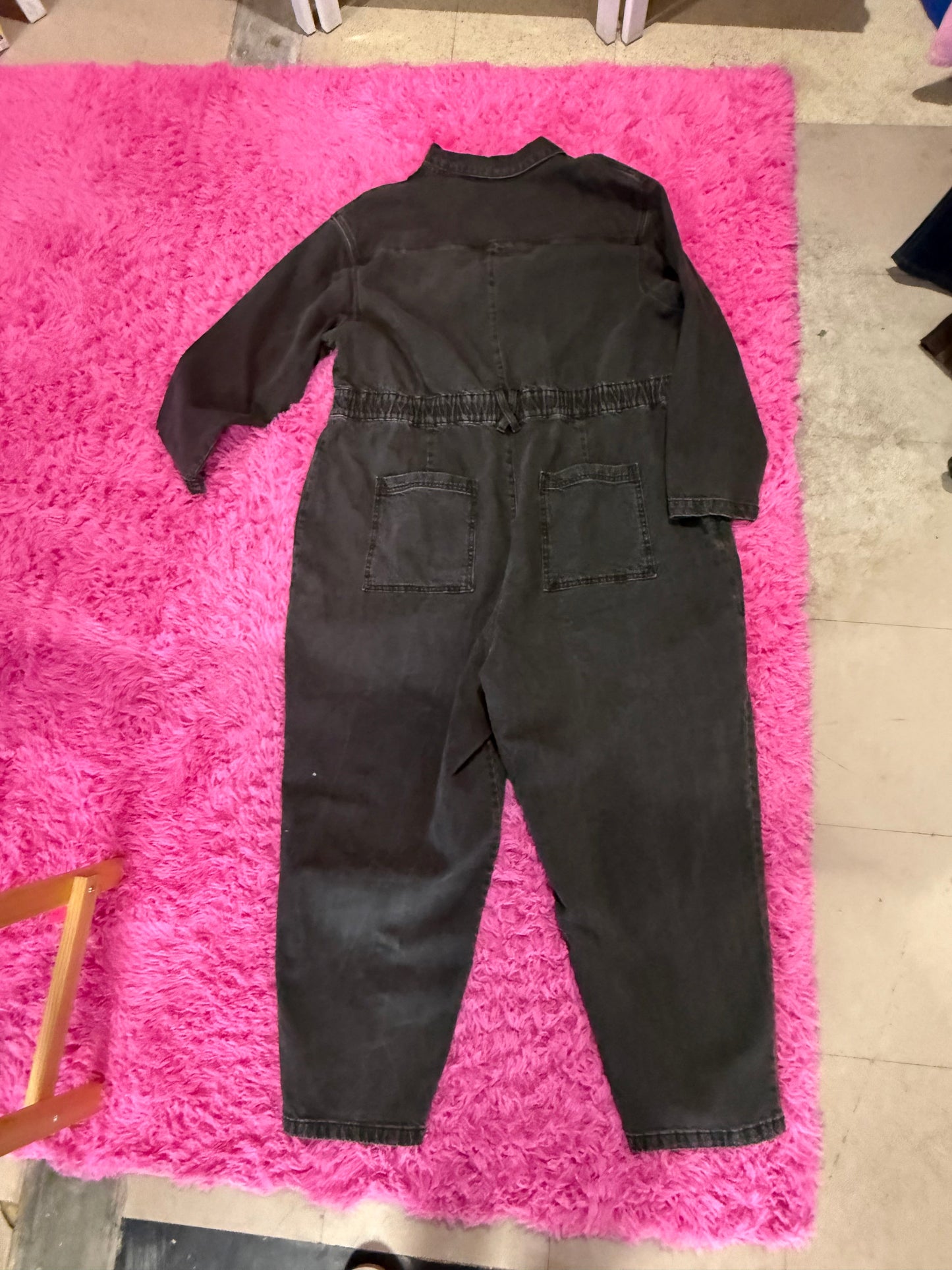 Long Sleeve Black Denim Zip Up Jumpsuit 22