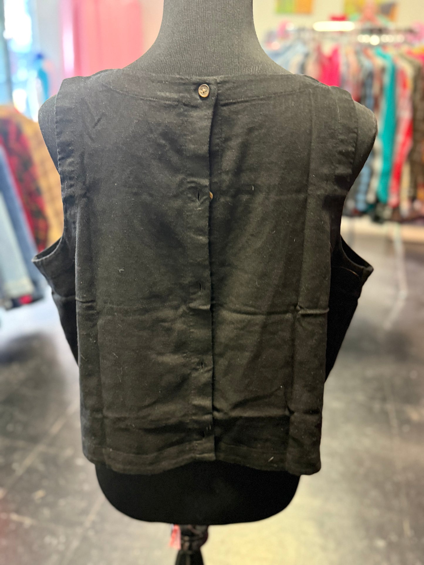 "Hysterical Female" Chainstitched Black Linen Crop Tank with Pink Lettering