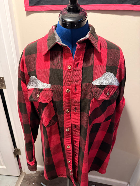 The Mountains Are Out Vintage Red + Black Buffalo Check Shacket