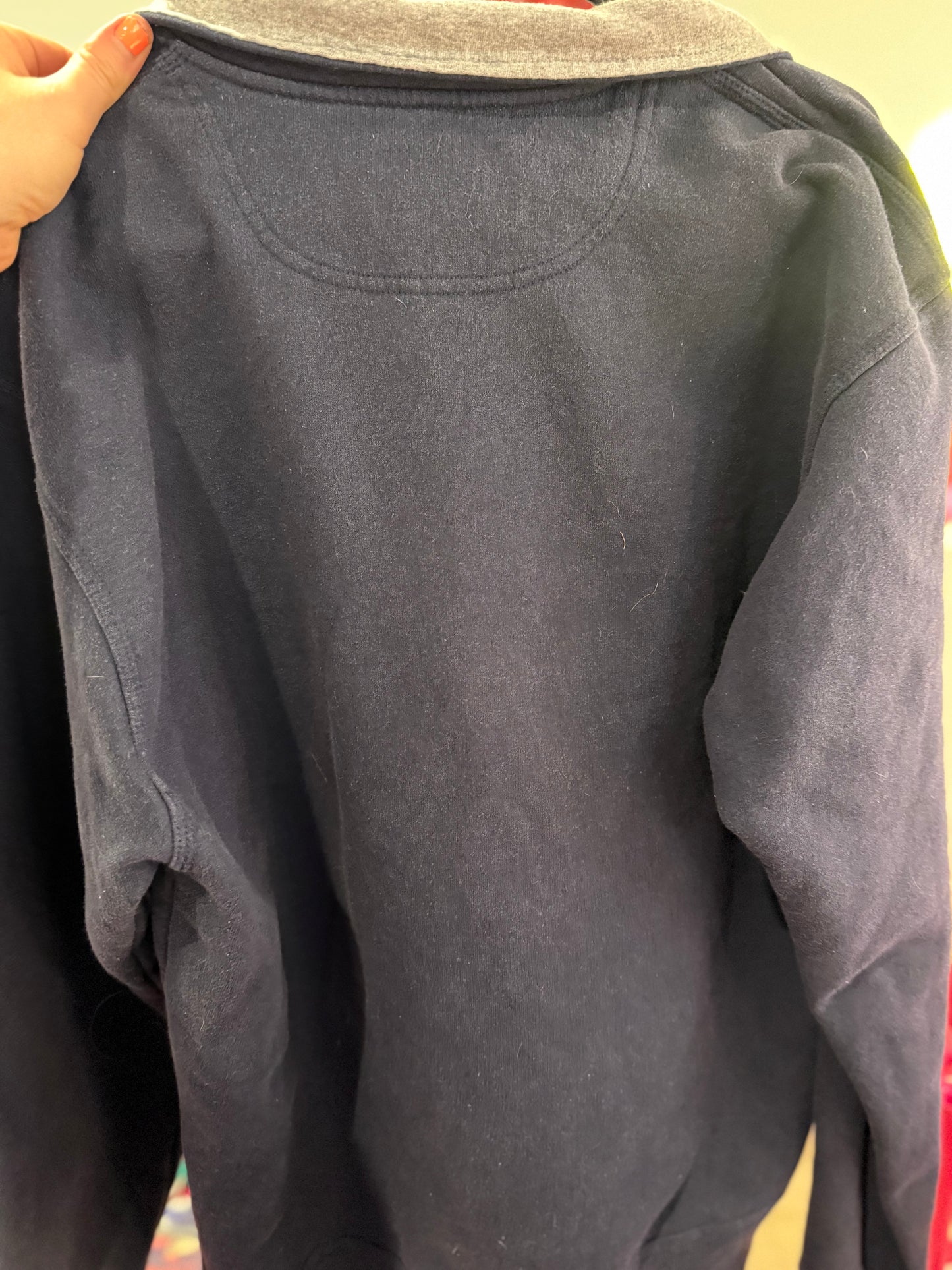 Navy Blue Champion Quarter Zip Long Sleeve Crew Neck