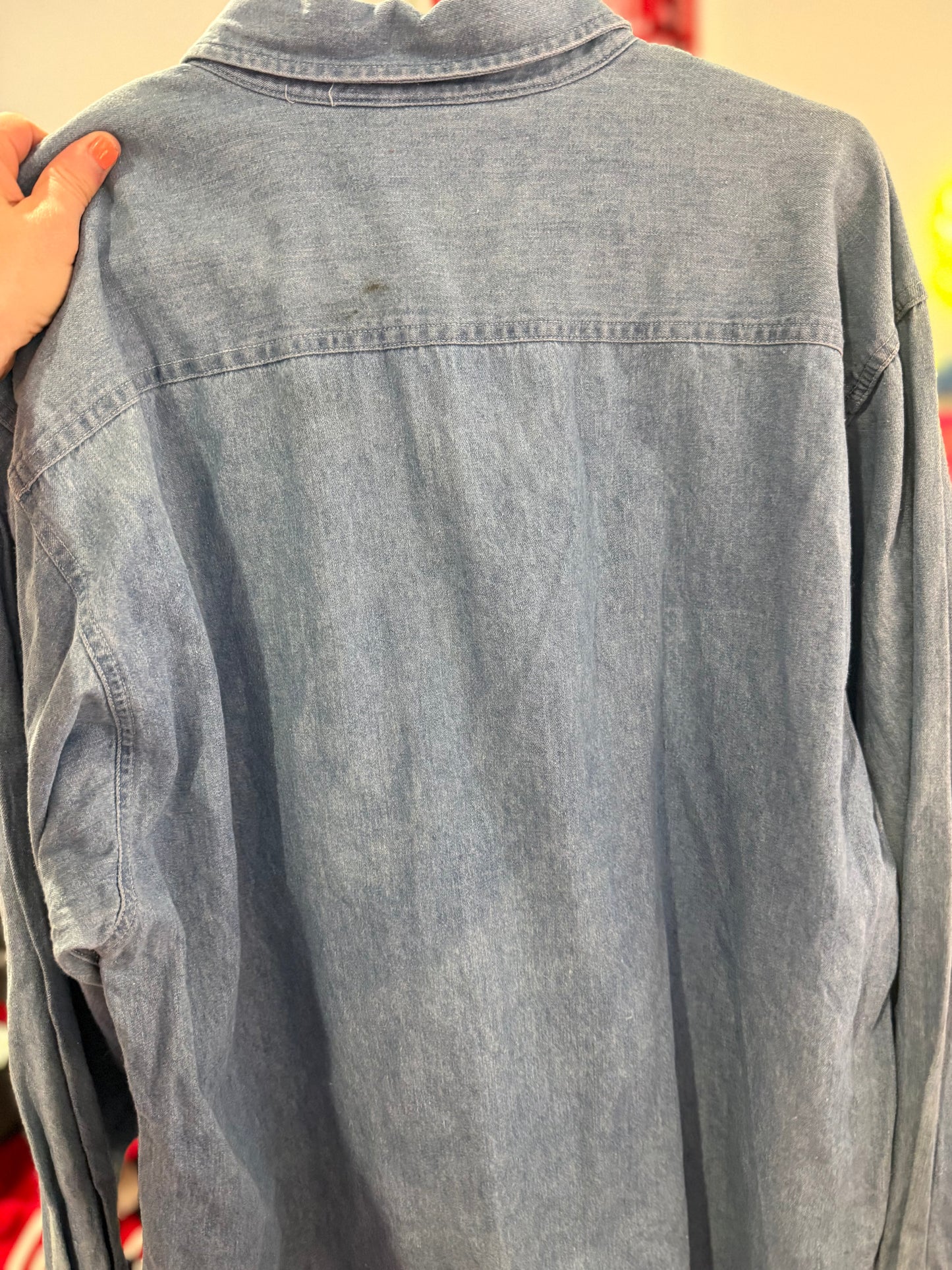 Vintage 90s Light Denim "Mt. Sinai Yacht Club" Sailing Button Up Top