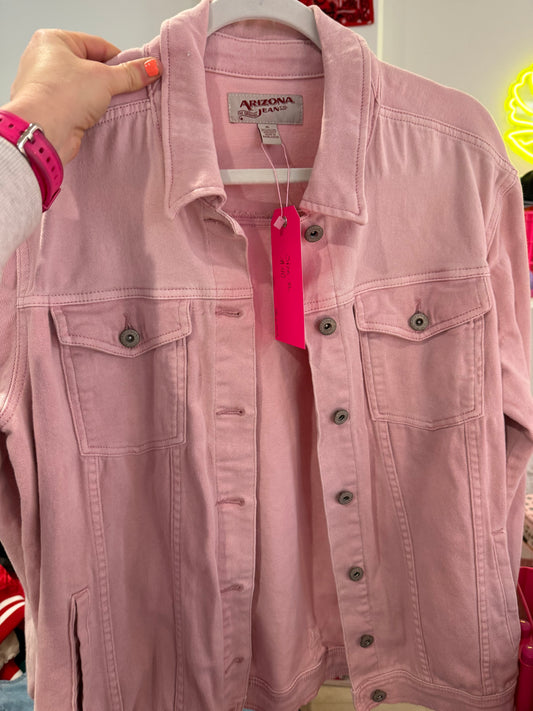 Light Pink Denim Long Sleeve Button-Up Jacket XL