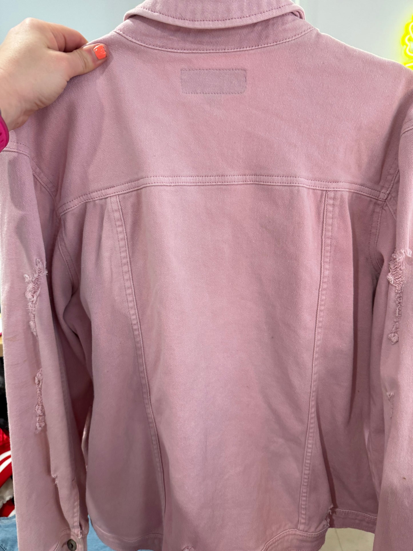 Light Pink Denim Long Sleeve Button-Up Jacket XL